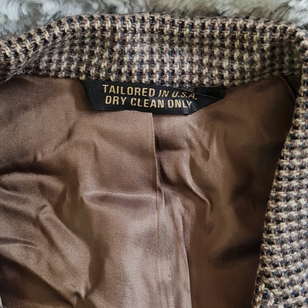 VTG Barney's 100% Wool Suit Jacket Tweed Small - Picture 2 of 13